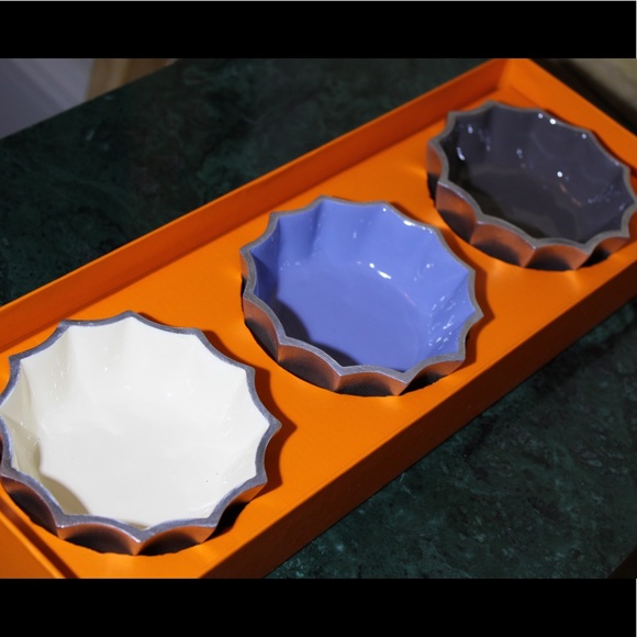 HP🎉MARIGOLD ARTISANS Fluted 3 Bowl ENAMEL Set - Picture 5 of 15